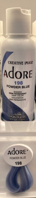 Adore Semi Permanent Hair Color - Vegan and Cruelty-Free Hair Dye - 4 Fl Oz  - 198 Powder Blue (Pack of 1)