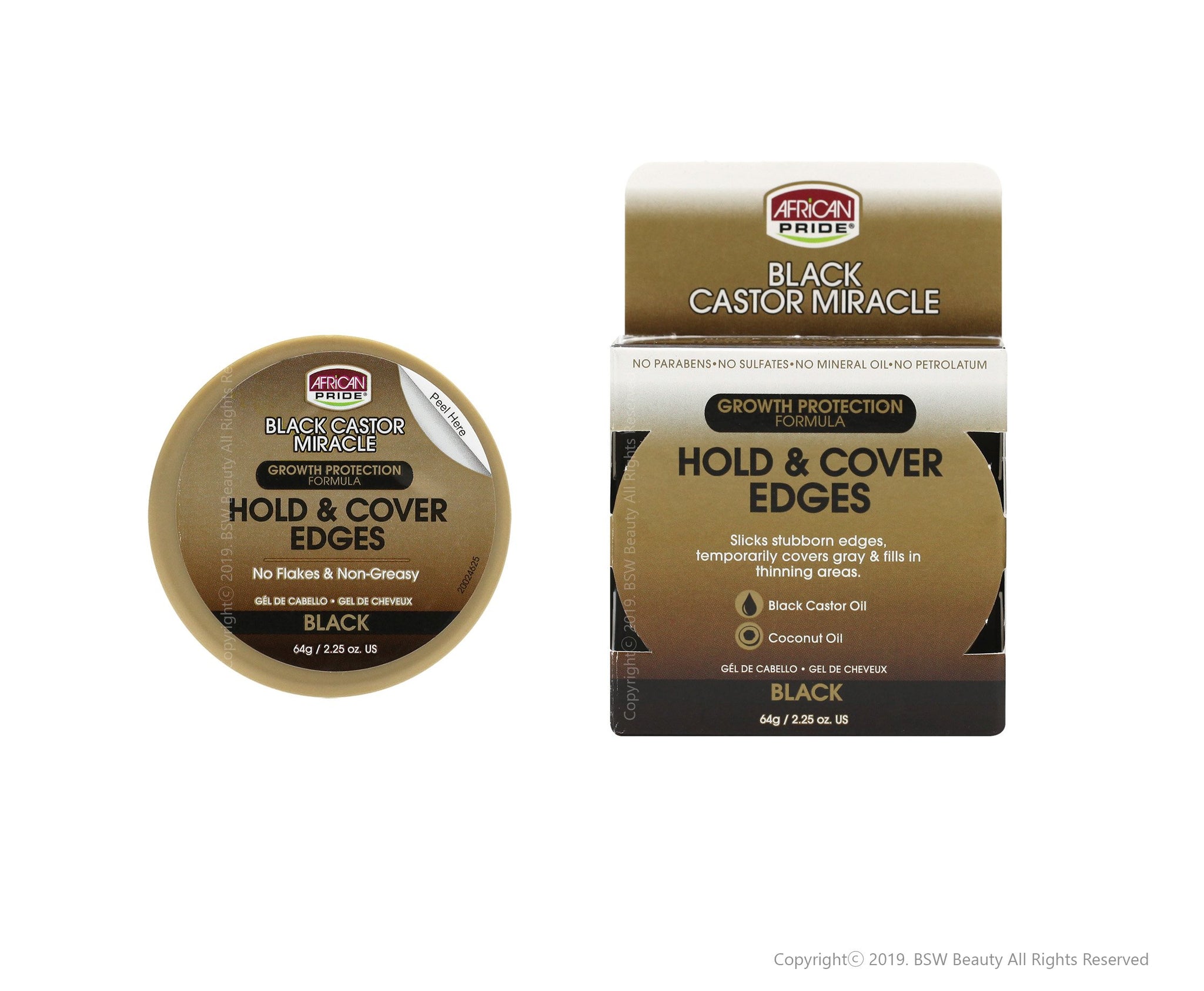 African Pride Black Castor Miracle Hold & Cover Edges Black